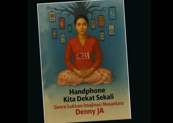 Perpaduan Batik, Realisme Tubuh, dan Latar Surealis di Era Handphone