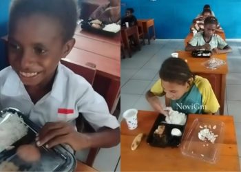 Siswa SD di Papua Makan MBG, Warganet: Ini Alasan Harus Lanjut!